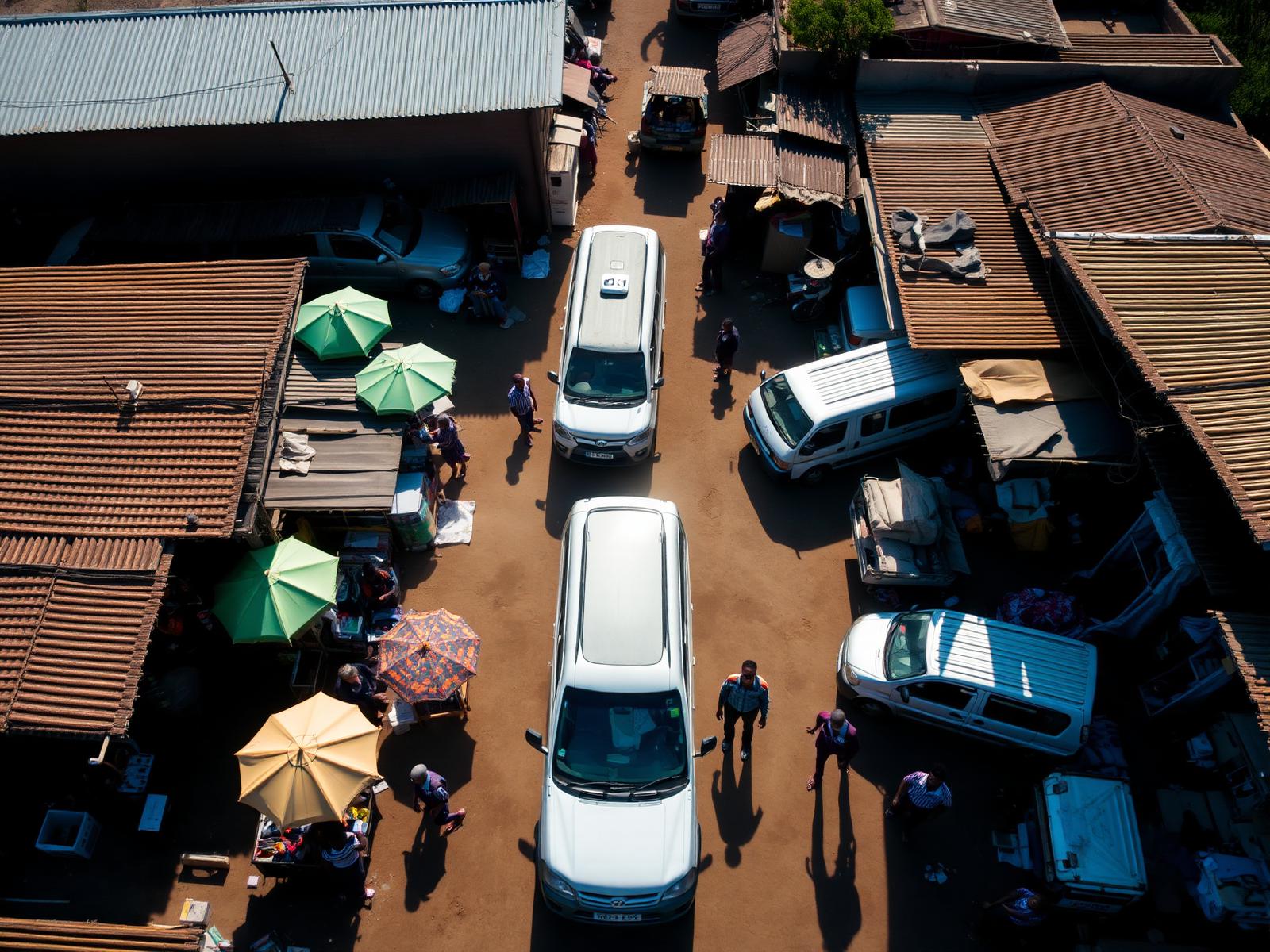 Aerial of a Drieziek market street